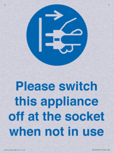 Please switch this appliance off at the socket when not in use